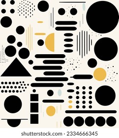 geometric seamless pattern with geometric shapes, squares and triangles, in the style of stripes and shapes, boldly black and white, minimalist pop art, minimalist figures, alvar aalto