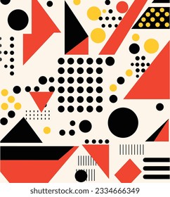 geometric seamless pattern with geometric shapes, squares and triangles, in the style of stripes and shapes, boldly black and white, minimalist pop art, minimalist figures, alvar aalto