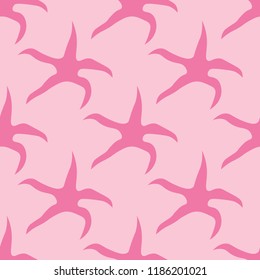 Geometric seamless pattern with with silhouette of dancing starfish