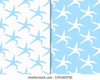 Geometric seamless pattern with with silhouette of dancing starfish