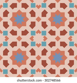 Geometric seamless pattern. Simple motif with stars. Print in a rustic style for interior decorating, home textiles, clothing.
