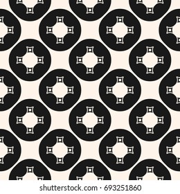 Geometric seamless pattern. Simple ornamental geometrical texture with curved shapes, circles, squares. Elegant abstract monochrome background. Design element for home decor, prints, textile, fabric