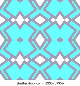 Geometric seamless pattern. Simple ornate blue and white vector texture. 
