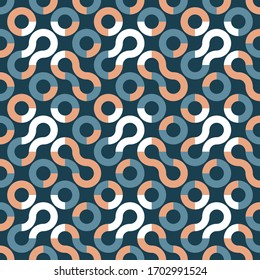 Geometric seamless pattern. Simple regular Truchet repeat minimal background. Vector illustration. 