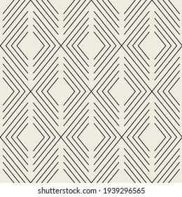 Geometric seamless pattern. Simple thin linear diamond background. Vector swatch with weaving rhombuses.