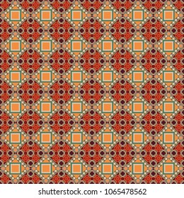 Geometric seamless pattern. Sketch in beige, brown and orange colors. Design elements. Abstract mosaic vector background.