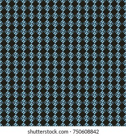 Geometric seamless pattern. Sketch in black, blue and brown colors. Design elements. Abstract mosaic vector background.