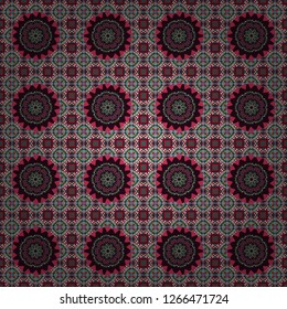 Geometric seamless pattern. Sketch in red, gray and brown colors. Abstract mosaic vector background. Design elements.