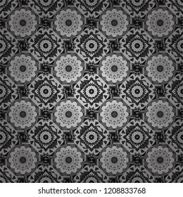 Geometric seamless pattern. Sketch in white, gray and black colors. Abstract mosaic vector background. Design elements.