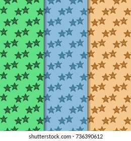 Geometric seamless pattern. Smiling starfish