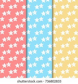 Geometric seamless pattern. Smiling starfish