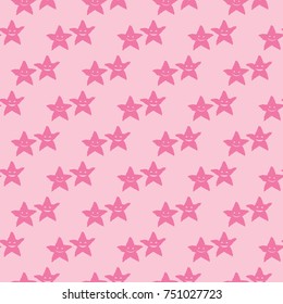 Geometric seamless pattern. Smiling starfish