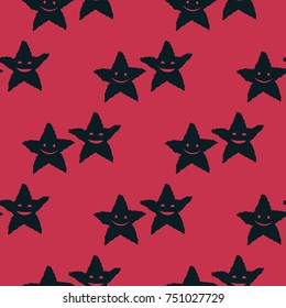 Geometric seamless pattern. Smiling starfish