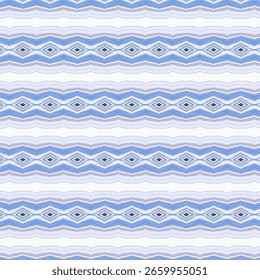Padrão geométrico sem emenda com tons suaves de azul, violeta e branco. Ideal para design têxtil, papéis de parede e fundos digitais.