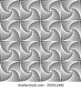 Geometric Seamless Pattern of Spiral Monochrome Dots. Modern Vector Background Design. Easy to Change the Colors.