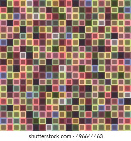 Geometric seamless pattern of square, abstract background, mosaic. Checkered design, bright multicolored squares. For the design of wallpaper, wrap, fabric. Vector illustration
