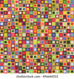 Geometric seamless pattern of square, abstract background, colorful tiles, mosaic. Checkered design, bright multicolored squares. For the design of wallpaper, wrap, fabric. Vector illustration