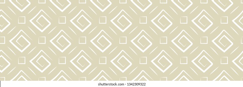 Geometric seamless pattern. Square white design on long olive green background