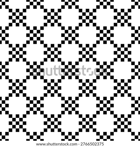Geometric seamless pattern with squares. Pixel art seamless pattern. Art deco. Vector background. Modern geometry pattern, black and white abstract background, trendy print. Beautiful pattern.
