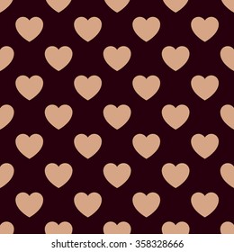 Geometric seamless pattern for St. Valentine Day with brown hearts.
