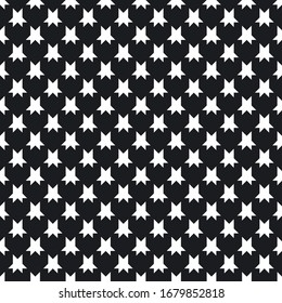 Geometric seamless pattern with star figures. Simple repeat design for decor, textile, fabric, furniture, cloth. Funky monochrome background. Vector abstract black and white ornamental texture.