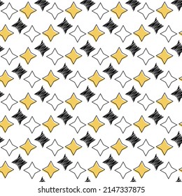 Geometrisches nahtloses Muster von Sternen auf weißem Hintergrund. Vektorgrafik