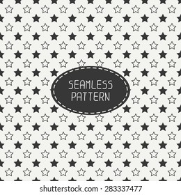 Geometric seamless pattern with stars. Wrapping paper. Paper for scrapbook. Tiling. Beautiful vector illustration. Starry background. Stylish graphic texture for your design, wallpaper, pattern.