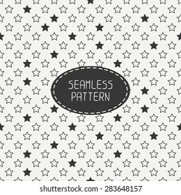 Geometric seamless pattern with stars. Wrapping paper. Paper for scrapbook. Tiling. Beautiful vector illustration. Starry background. Stylish graphic texture for your design, wallpaper, pattern.