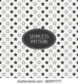 Geometric seamless pattern with stars. Wrapping paper. Paper for scrapbook. Tiling. Beautiful vector illustration. Starry background. Stylish graphic texture for your design, wallpaper, pattern.