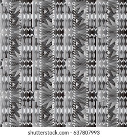  Geometric seamless pattern. Striped abstract light background with 3d stripe zigzag ornaments, shapes, stripes, stars, figures.Vector tribal  texture in modern style. Perfect for fabric, prints.