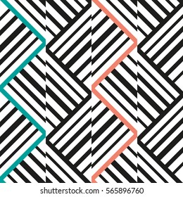 Geometric seamless pattern with stripes. Vector art.