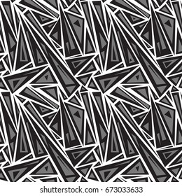 Geometric seamless pattern. Structure of triangles and stripes, vector background.