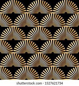 Geometric seamless pattern with stylized golden sun sign.EPS10 Illustration.