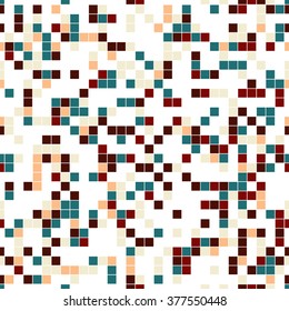 Geometric seamless pattern. The texture consisting of square elements arranged on a white background. In color.