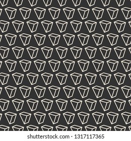 Geometric seamless pattern with three dimensional abstract shapes. Monochrome background. EPS10