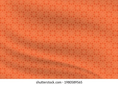 Geometric seamless pattern traditional with silk fabric texture.Circle overlapping orange background design for decorative,wallpaper,clothing, wrapping.Vector illustration.Eps10
