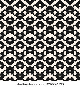 Geometric seamless pattern in traditional style. Tribal ethnic motif. Black and white ornament with crossing lines, floral shapes. Modern abstract texture. Repeat monochrome design. - Stock vector