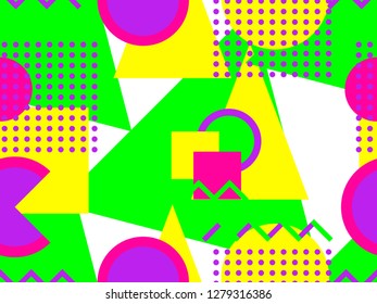 Geometric seamless pattern. Trend palette of bright colors. Vector illustration