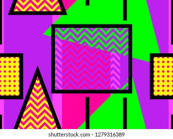 Geometric seamless pattern. Trend palette of bright colors. Vector illustration