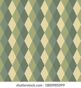 Geometric seamless pattern in trendy woodland camouflage colors. Modern fashion ornament in military style. Nature vector illustration easy to edit and use. EPS 10