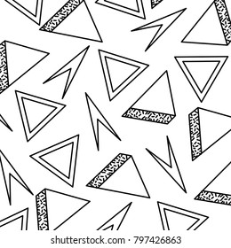 geometric seamless pattern with triangles memphis design