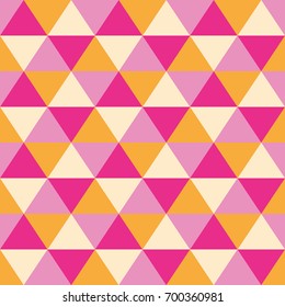 geometric seamless pattern of triangles in pink and yellow