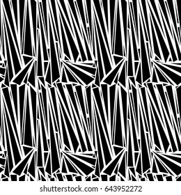 Geometric seamless pattern. Triangles and strips in black and white.