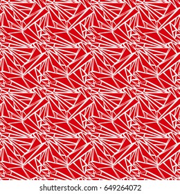 Geometric seamless pattern. Triangles and strips in red and white.