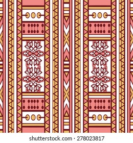 Geometric seamless pattern, tribal ethnic ornament, fashion repeating texture. Abstract background, vector illustration