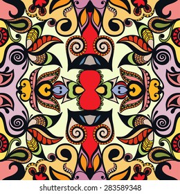 Geometric seamless pattern. Tribal ethnic Arabian ornament. Fashion repeating texture, hand drawn artwork vector illustration.