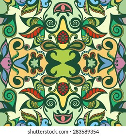 Geometric seamless pattern. Tribal ethnic Arabian ornament. Fashion repeating texture, hand drawn artwork vector illustration.