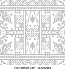 Geometric seamless pattern. Tribal ethnic Arabian ornament. Fashion repeating texture, hand drawn artwork vector illustration.