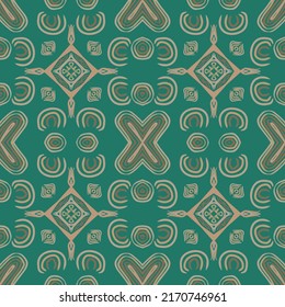 Geometric Seamless Pattern with Tribal Shape. Designed in Ikat, Boho, Aztec, Folk, Motif, Luxury Arabic Style. Ideal for Fabric Garment, Ceramics, Wallpaper, backdrop. Vector Illustration