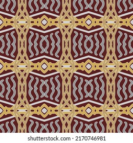 Geometric Seamless Pattern with Tribal Shape. Designed in Ikat, Boho, Aztec, Folk, Motif, Luxury Arabic Style. Ideal for Fabric Garment, Ceramics, Wallpaper, backdrop. Vector Illustration